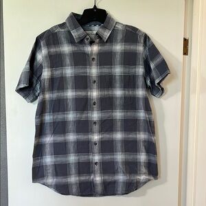 Gray Plaid Casual Button Down Shirt Relaxed Fit